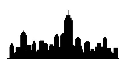 Fototapeta premium Modern city skyline silhouette vector illustration on white