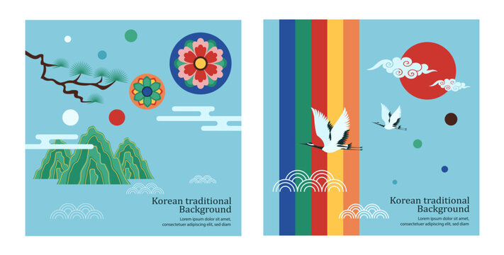 Korean traditional themed art. Vector illustration