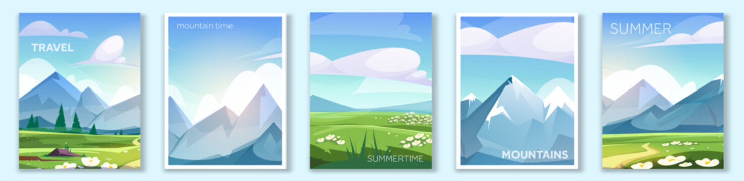 Scenic mountain landscapes. "" Vector illustration