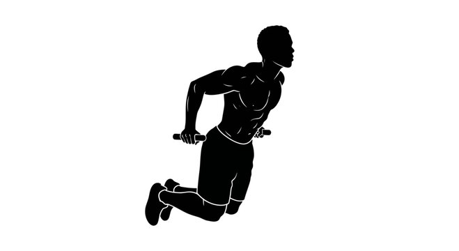 Athletic Man Performing Parallel Bar Triceps Dips Vector Silhouette