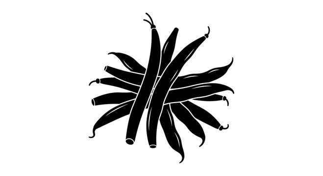 Vector Illustration of Pile of Fresh Green Beans Silhouette