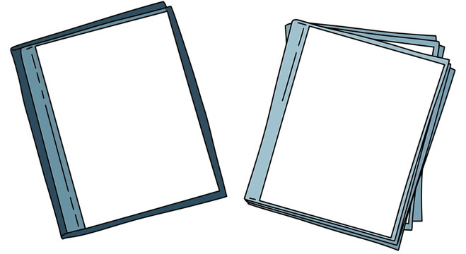 Blank Blue Document Folders Mockup Vector Illustration