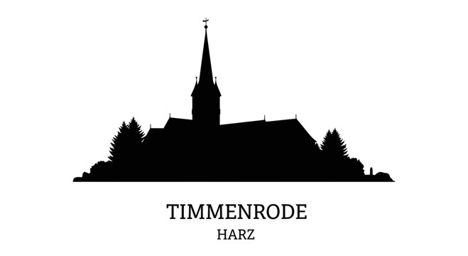 Timmenrode Harz Germany Village Church Silhouette Graphic