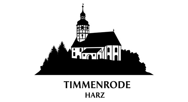Silhouette of Timmenrode Church in Harz Mountains Germany