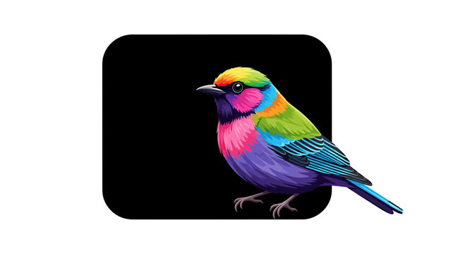 Colorful Bird Vector Illustration on Black Background
