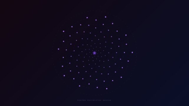 An intricate visual representation of AI Workflow Optimization unfolding through a pulsating network of glowing violet nodes expanding outward into a dark digital void for corporate use