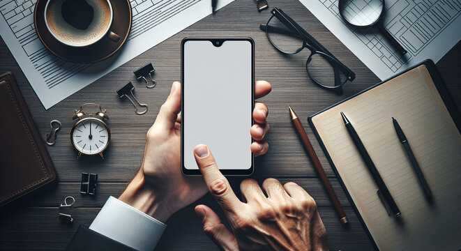 Touching Blank Smartphone Screen for App Mockup
