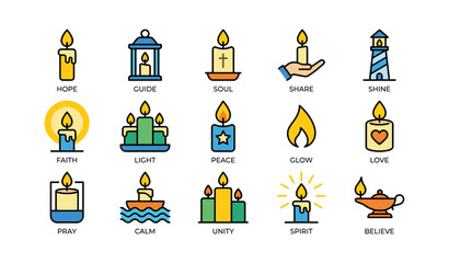 Obraz premium Icons of hope and light: candles symbolizing faith, peace, and unity