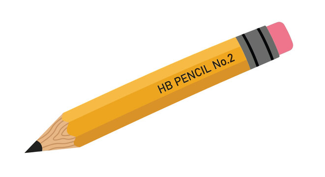 A yellow number two pencil with a pink eraser is shown