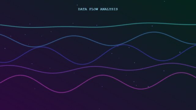 A dynamic visualization of AI Workflow Optimization through flowing luminous neon waveforms that gracefully oscillate across a deep obsidian digital void to symbolize seamless data transmission
