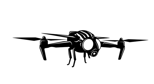 Futuristic Fly Drone Vector Illustration for Surveillance Concept