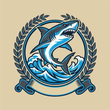 Shark in a circular frame.