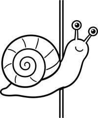Line drawing of a snail climbing a vertical line © Mariah