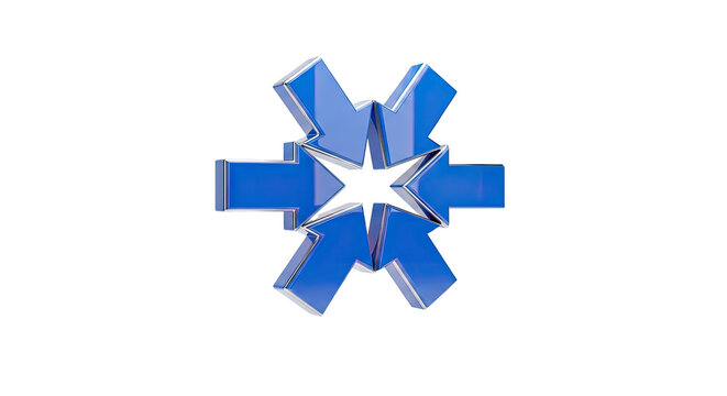 Six Blue Arrows Converging in Center