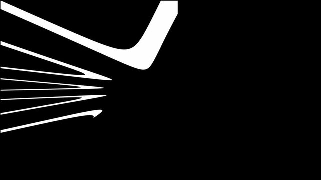 Dynamic white rhythmic lines forming a circular wave pattern against a black backdrop