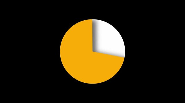 Minimalist yellow pie chart animation moving in a anticlockwise direction