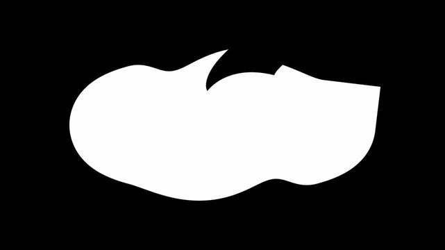 Clean white organic fluid shape morphing and stretching horizontally against black