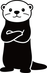 Cartoon otter standing upright with arms crossed © Mariah