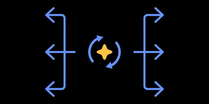 Parallel data flows aligning at central connection point. Synchronized processing symbol. AI sync processing concept scene. Clean interface element detail. Continuous flow motion animation.