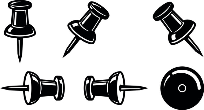 Push pin and thumb tack front side and back side
