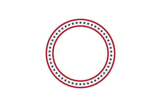 Patriotic American Circular Frame With Stars Red Border Round Badge Seal Template