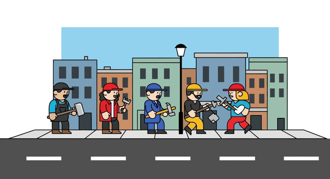 Lego Minifigures on City Street.