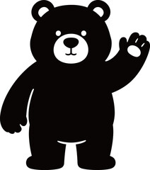 Naklejka premium Black silhouette of a bear waving with one hand