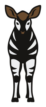 Okapi animal head front view vector illustration. Generative AI