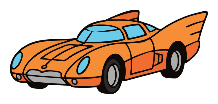 Futuristic batmobile style car vector illustration. Generative AI