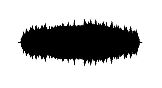 Pine Forest Silhouette in Sound Wave Form Vector Illustration