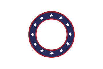 Naklejka premium Patriotic Stars Circular Badge With Red White And Blue Ring For American Design