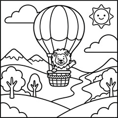 Bold and Easy Lion Coloring Page - Cozy Moment Cute Kawaii Wild Animal Minimalist Line Art Vector Illustration for Adults and Kids Relaxing Activity Book Asset © Rs