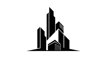 Fototapeta premium Black and white city skyline silhouette.