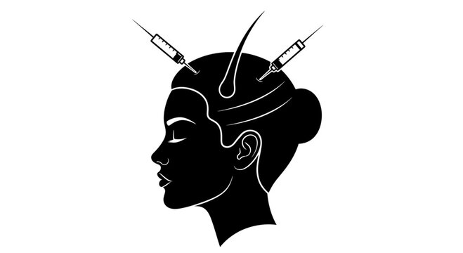 Hair Restoration Scalp Injection and Mesotherapy Vector Illustration