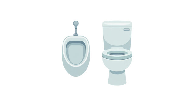 Illustration of a urinal and a toilet next to each other in a bathroom setting Vector