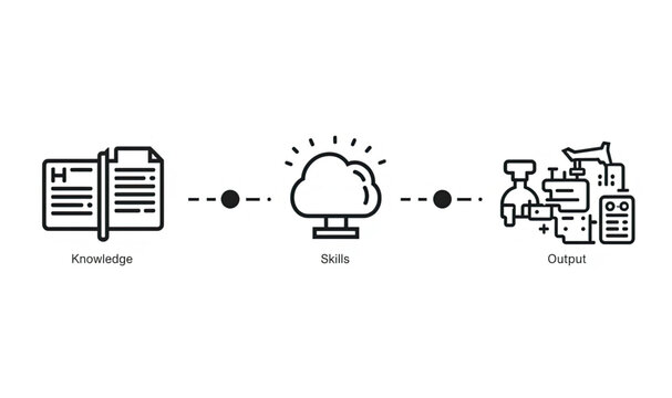 Cloud Computing Line Icon with Data Transfer Process Flow
