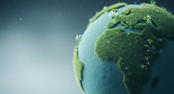 eco friendly earth with green moss covered continents