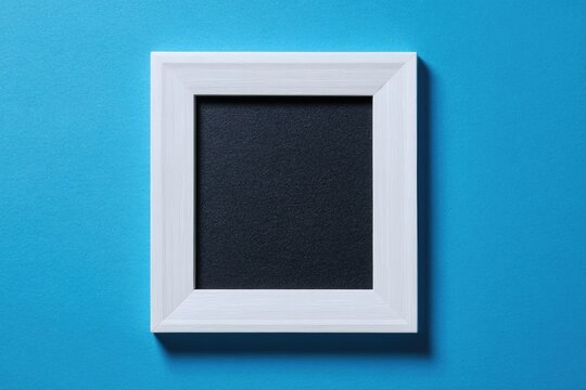 Empty white frame centered on a bright blue background