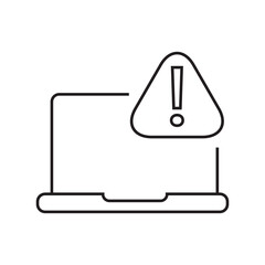 Fototapeta premium Laptop Security Alert Line Icon.Computer Security Warning Line Icon.Laptop Data Security Warning Symbol..eps