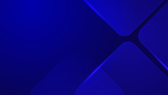 Sophisticated deep royal blue geometric glass layers with glowing light lines for corporate and technology branding