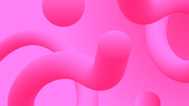 Soft pink 3D abstract background with liquid wavy shapes and floating bubbles creating a minimalist and modern aesthetic