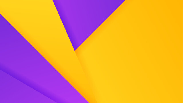 High contrast purple and yellow geometric paper layers creating a bold and energetic visual composition