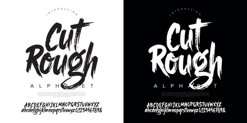 Cut Rough expressive brush script font aggressive stroke style for horror movie title and rock music © Kiki