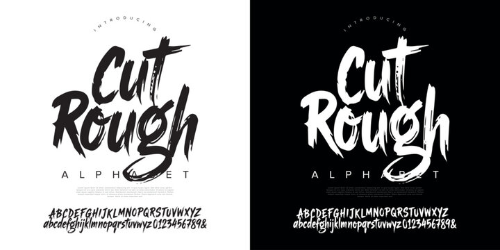 Cut Rough expressive brush script font aggressive stroke style for horror movie title and rock music