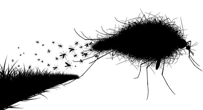 Giant mosquito silhouette formed by swarm of insects vector illustration