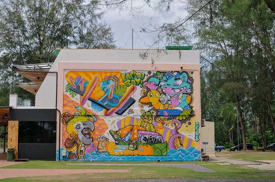 Tanjung Pinang, Indonesia - march 17, 2026 : This vibrant mural is located at Lagoi Bay, a premier lifestyle and tourism hub on Bintan Island, Indonesia.