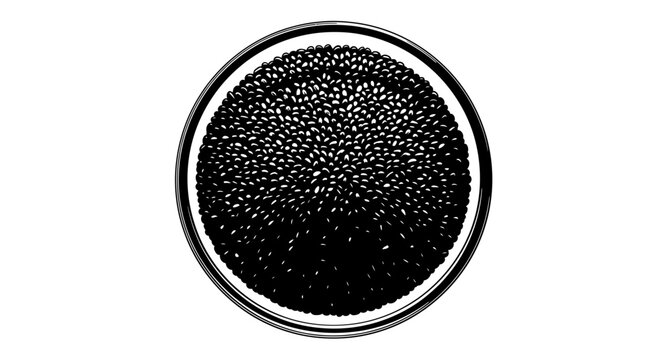 Top View Vector Illustration of Bowl Filled with Seeds or Roe