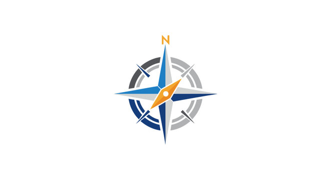 Modern Compass Rose Logo for Navigation and Direction