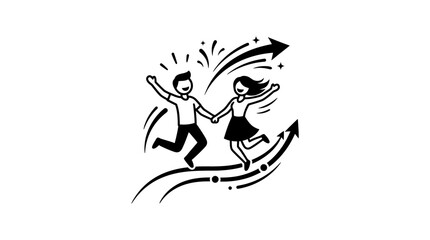 Fototapeta premium Joyful Couple Celebrating Success and Reaching Goals