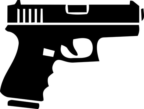 Black and White Glock Pistol Silhouette Illustration